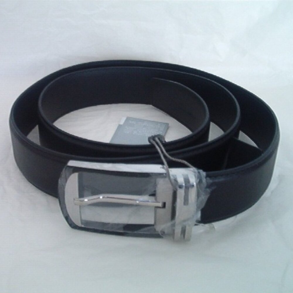 Satchi Men's Leather Belt with Gift Box and Velvet Storage Bag, Black, Large